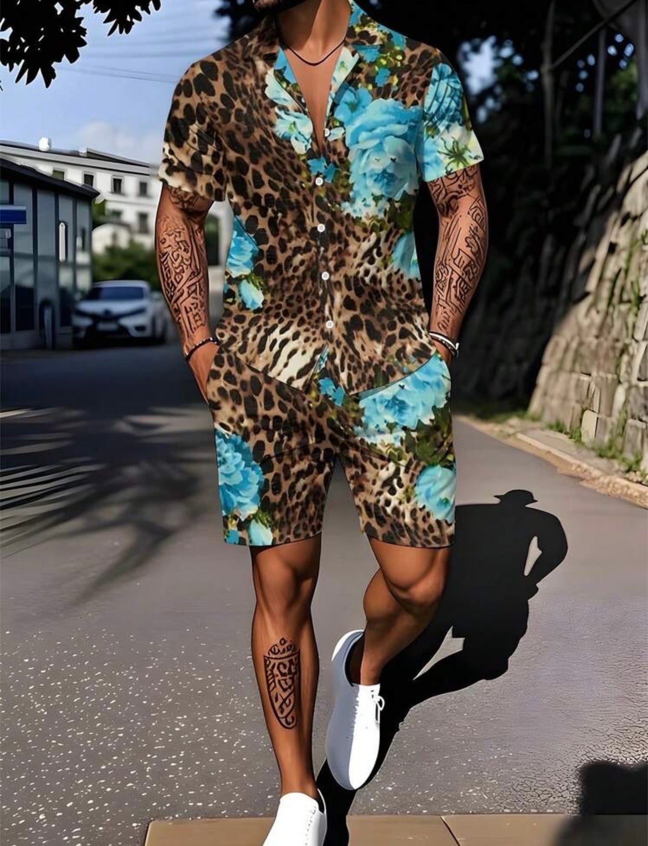 Leopard Blue Rose Set