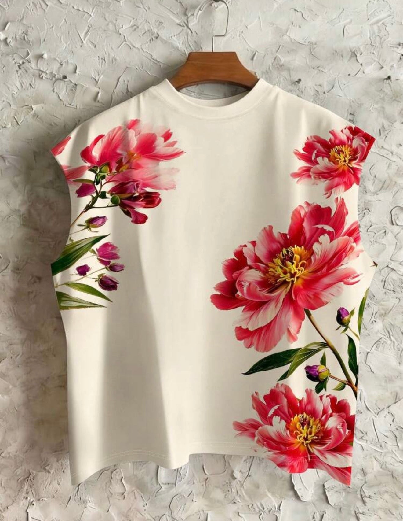 Oversized Floral Print Sleeveless Tank