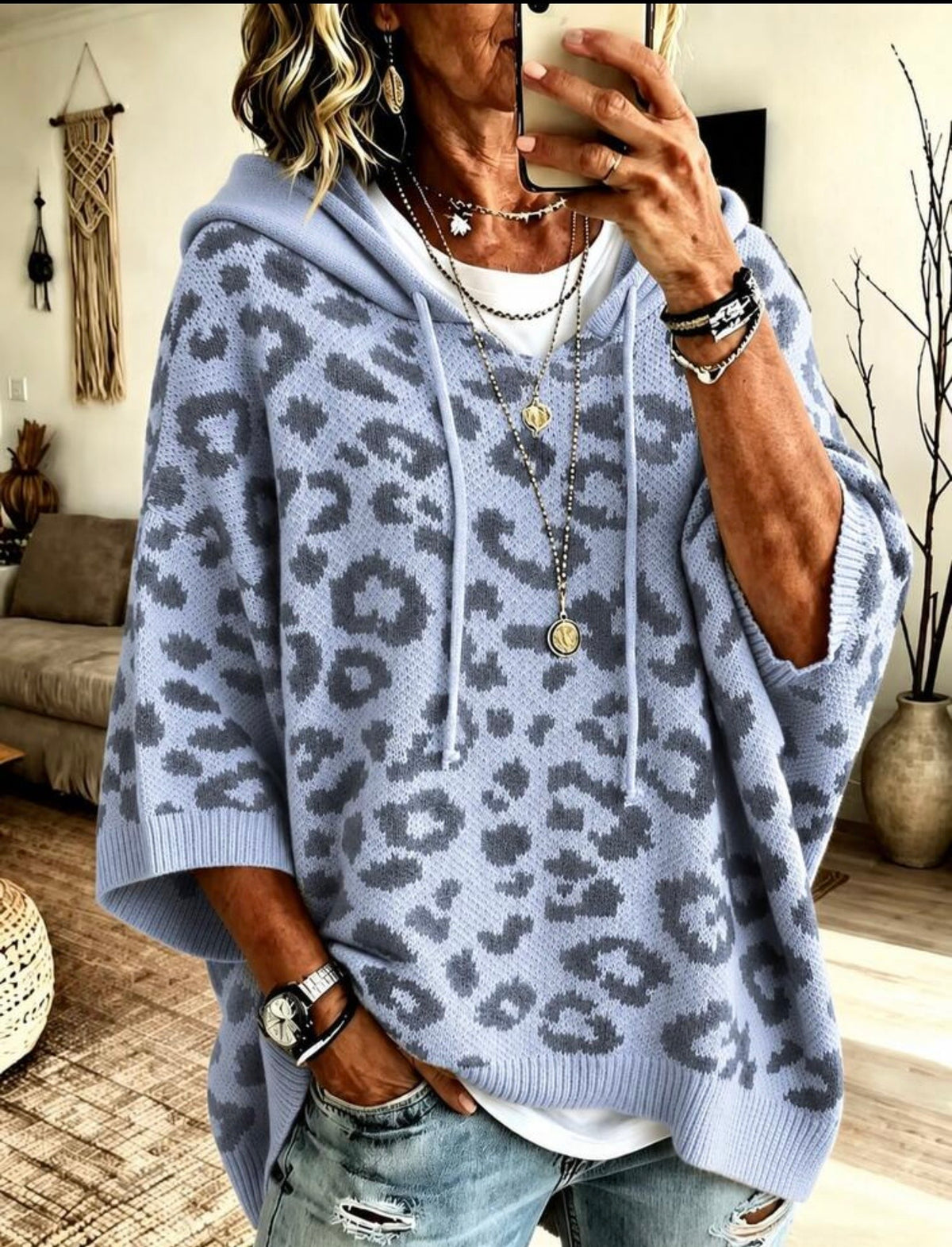 Plus Size Hooded Knit Sweater