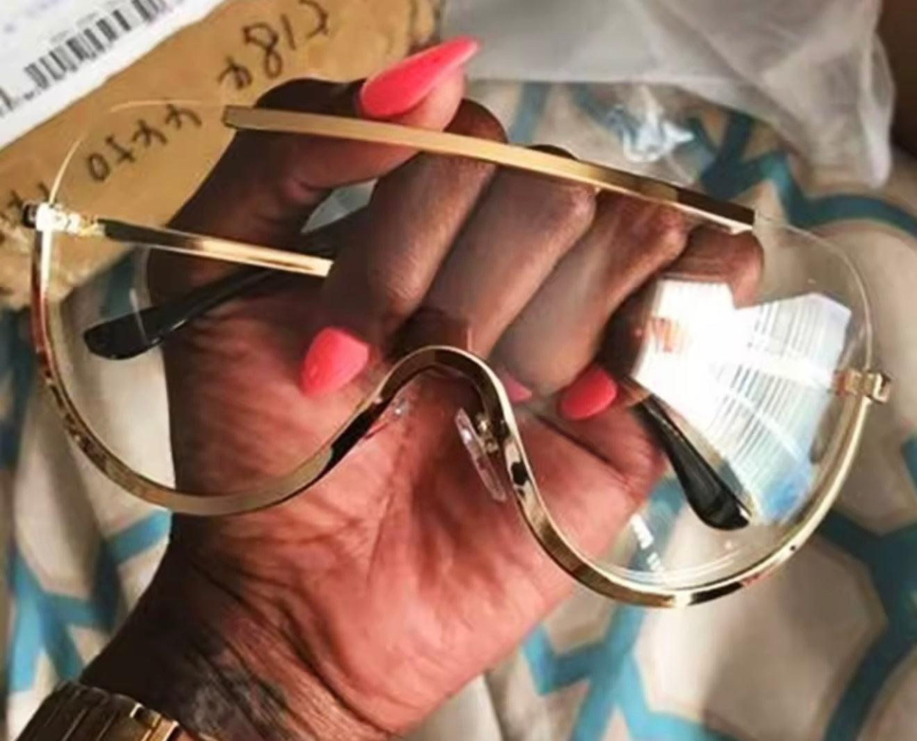 Metal Oversized Punk Sunglasses Women Semi Rimless Goggles Shield Lens Designer Big Shades Female Fashion Accessories