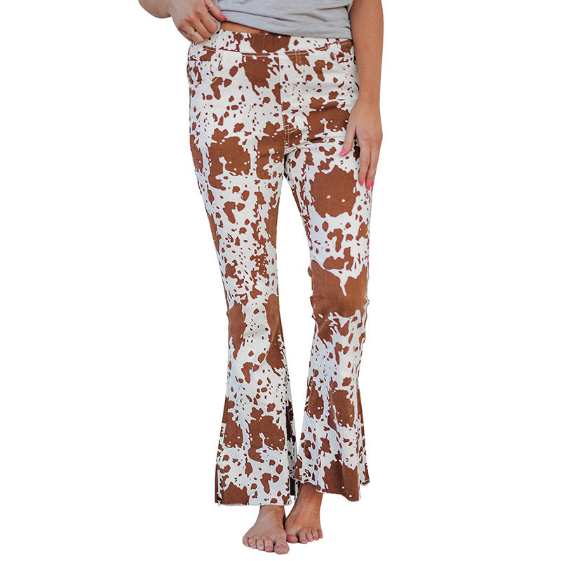 Sparkling High Waist Flared Pants Slimming Wide Leg Trousers