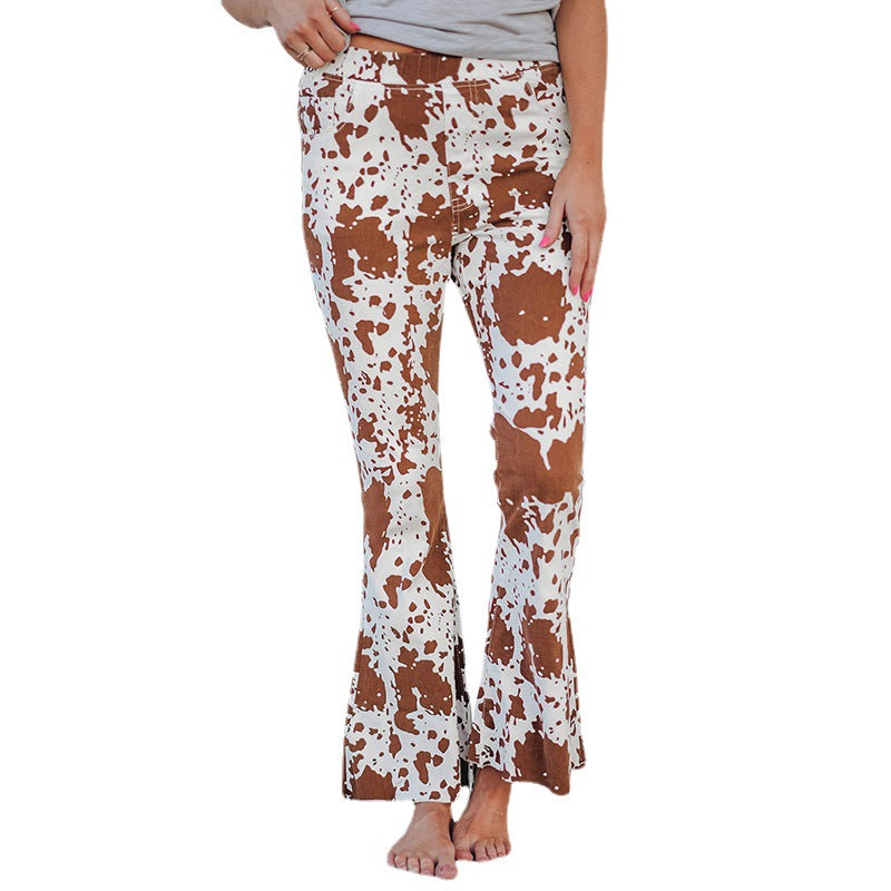 Sparkling High Waist Flared Pants Slimming Wide Leg Trousers