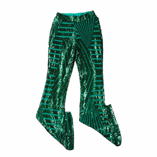 Sparkling High Waist Flared Pants Slimming Wide Leg Trousers