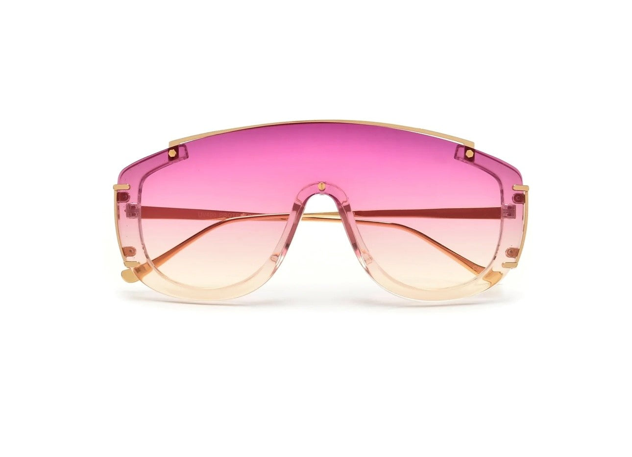 Oversize Retro Vibe Metal Brow Bar Shield Sunglasses