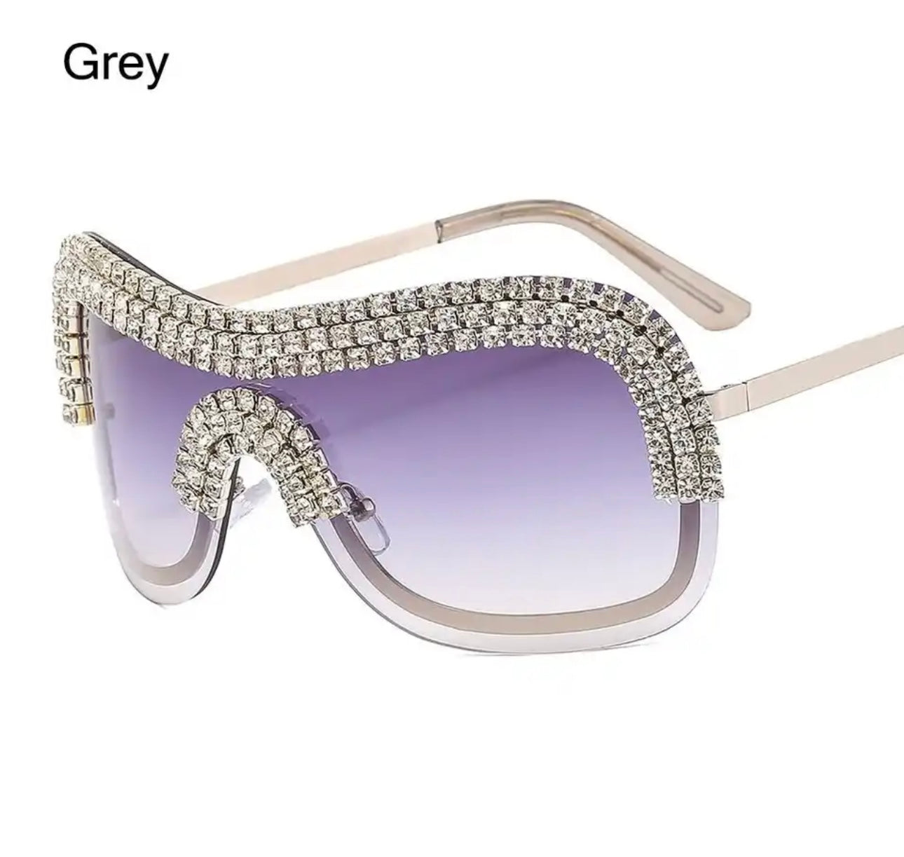 Luxury Oversized Y2k Sunglasses Metal Rimless Vintage Silver Sun Glasses Big Rhinestone