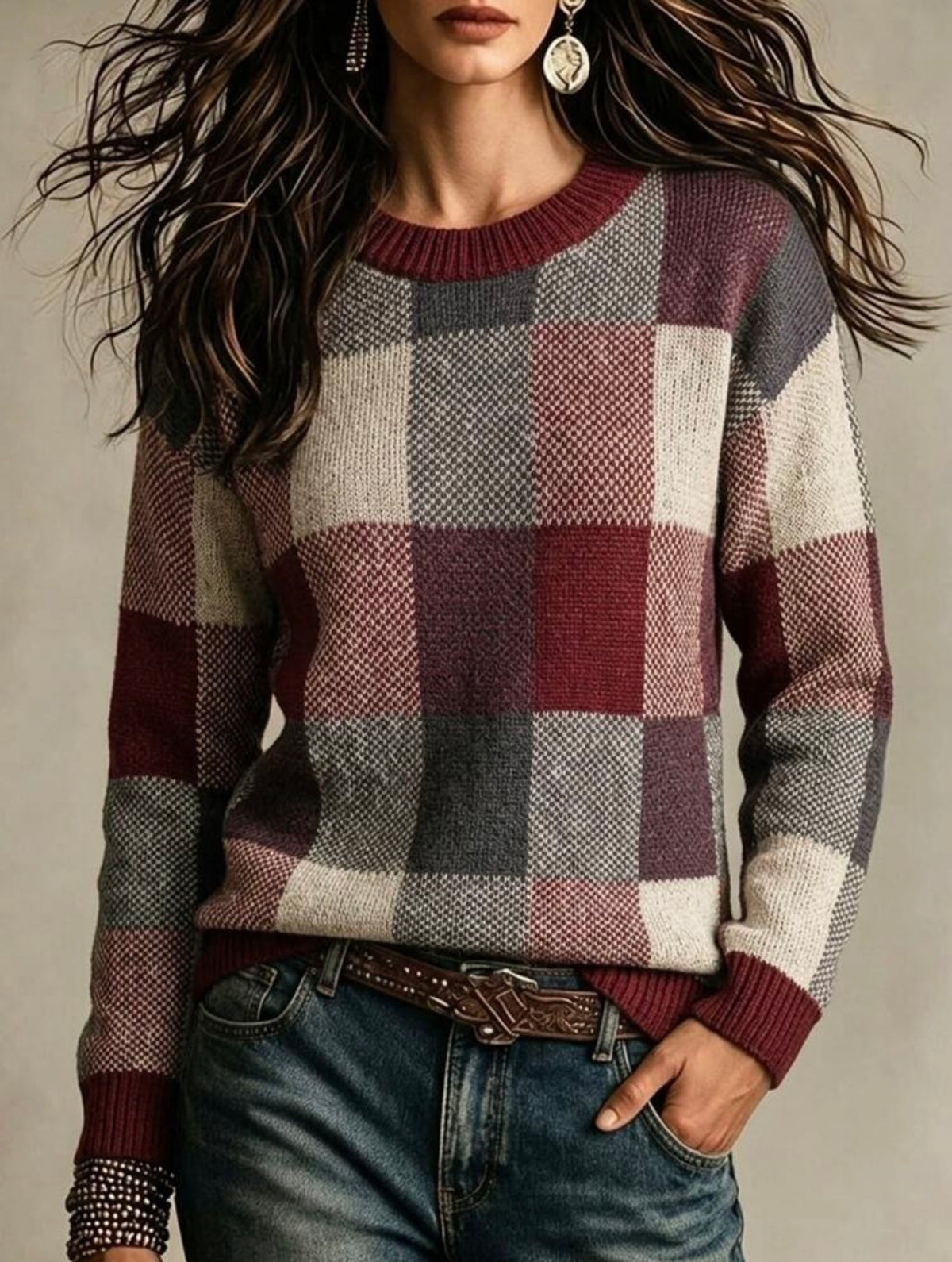 Multi Color Block Knit Sweater