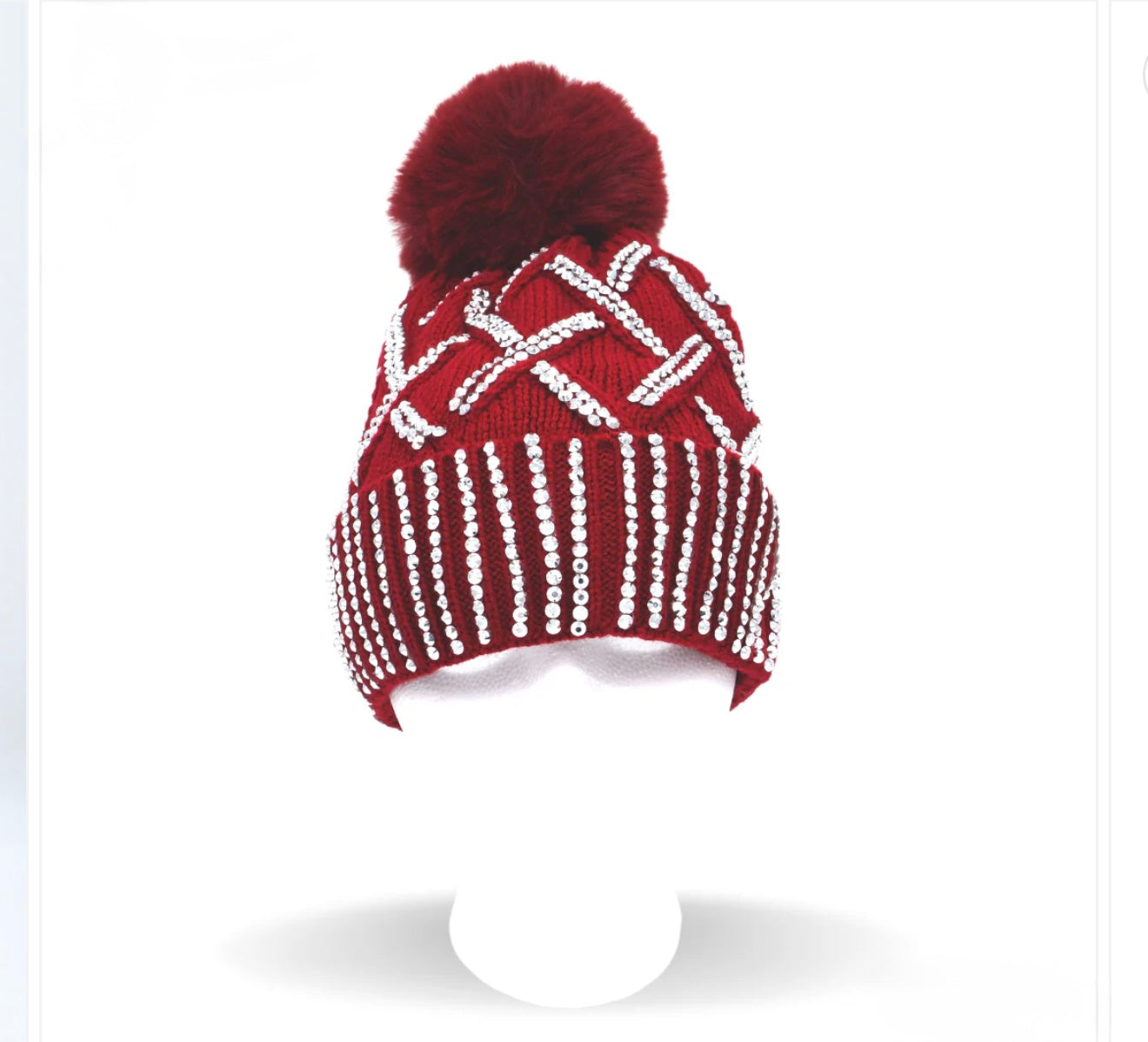 Pom Pom Rhinestone Cap