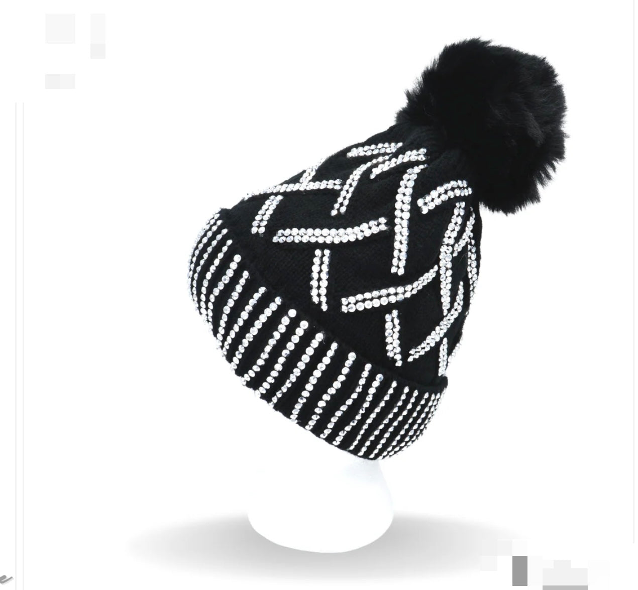 Pom Pom Rhinestone Cap
