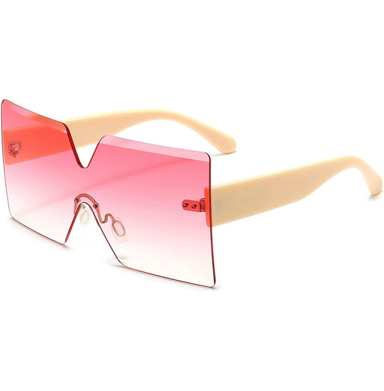 Rimless Oversized Sunglasses. Square Big Sunglasses Aesthetic Trendy Fashion