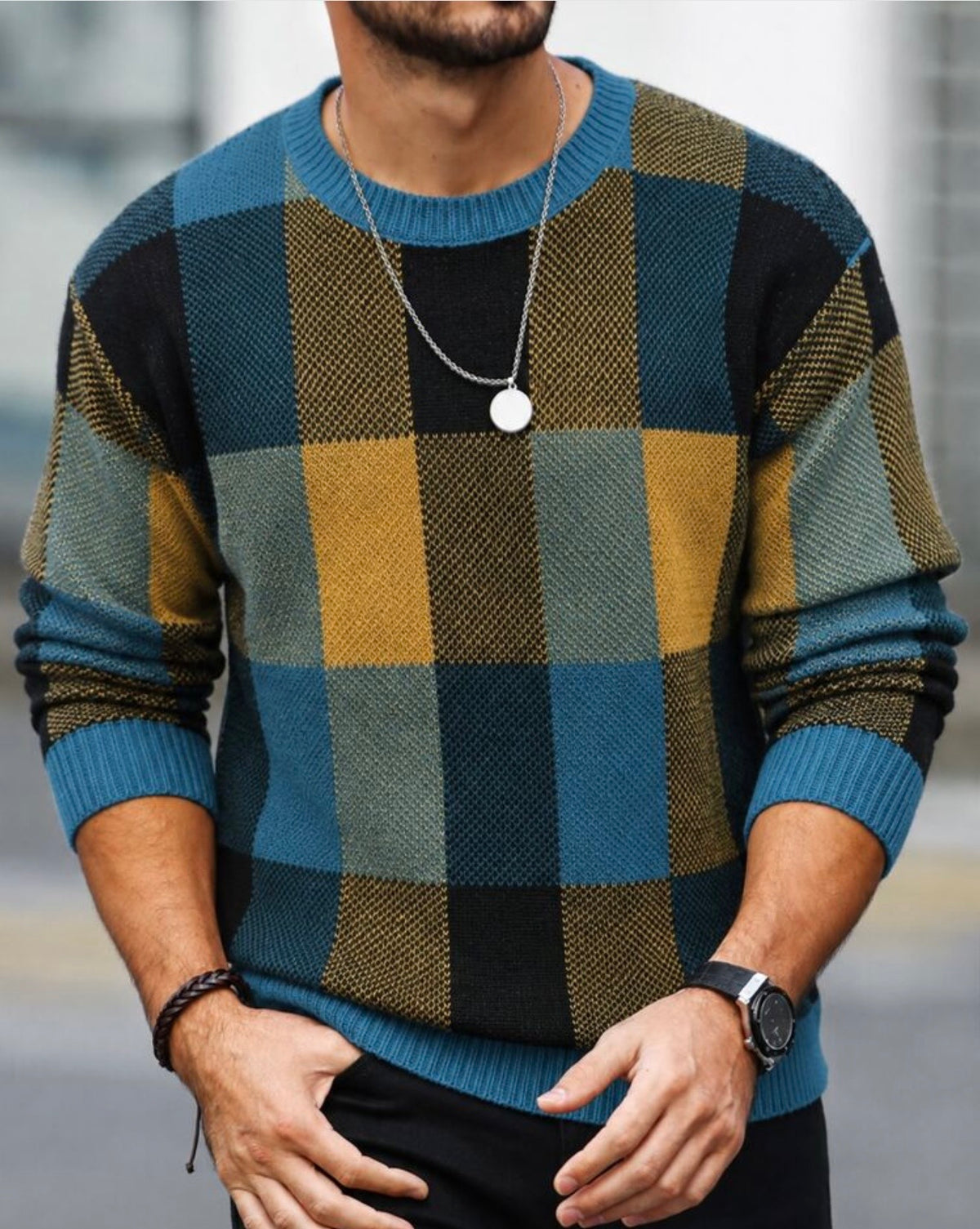Multi Color Block Knit Sweater