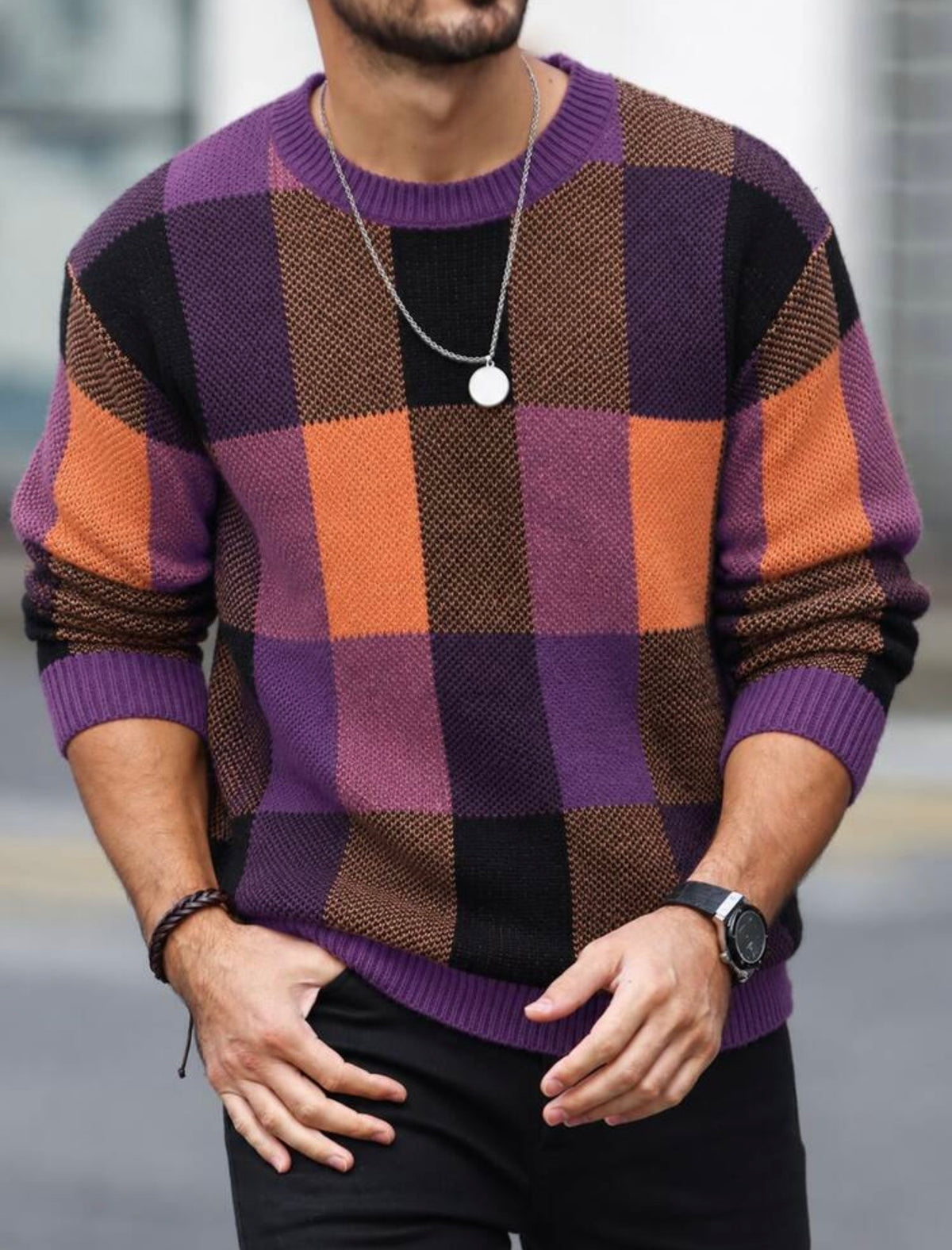 Multi Color Block Knit Sweater