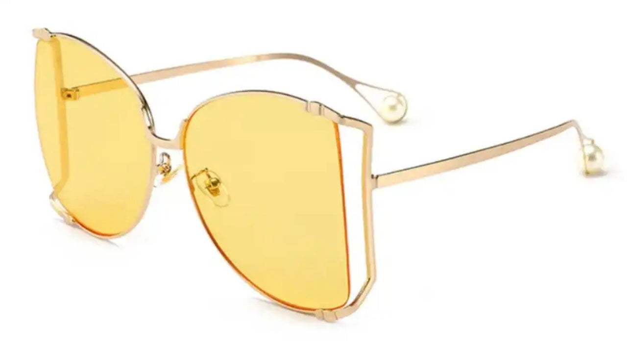 Oversize Square Sunglasses Metal Frame Fashion Luxury Hollow Frame Brand Sunglasses Gradient Shades