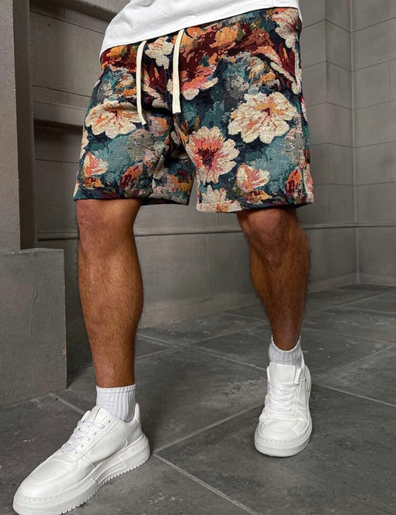 Floral & Paisley Jacquard Textured Shorts