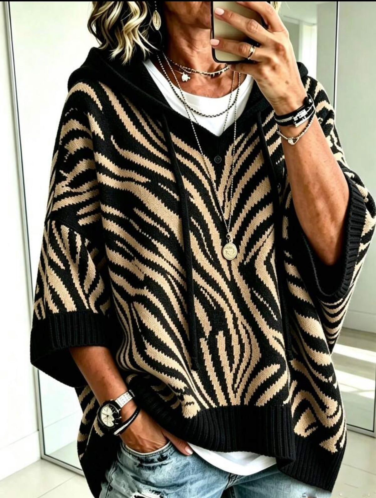 Plus Size Hooded Knit Sweater