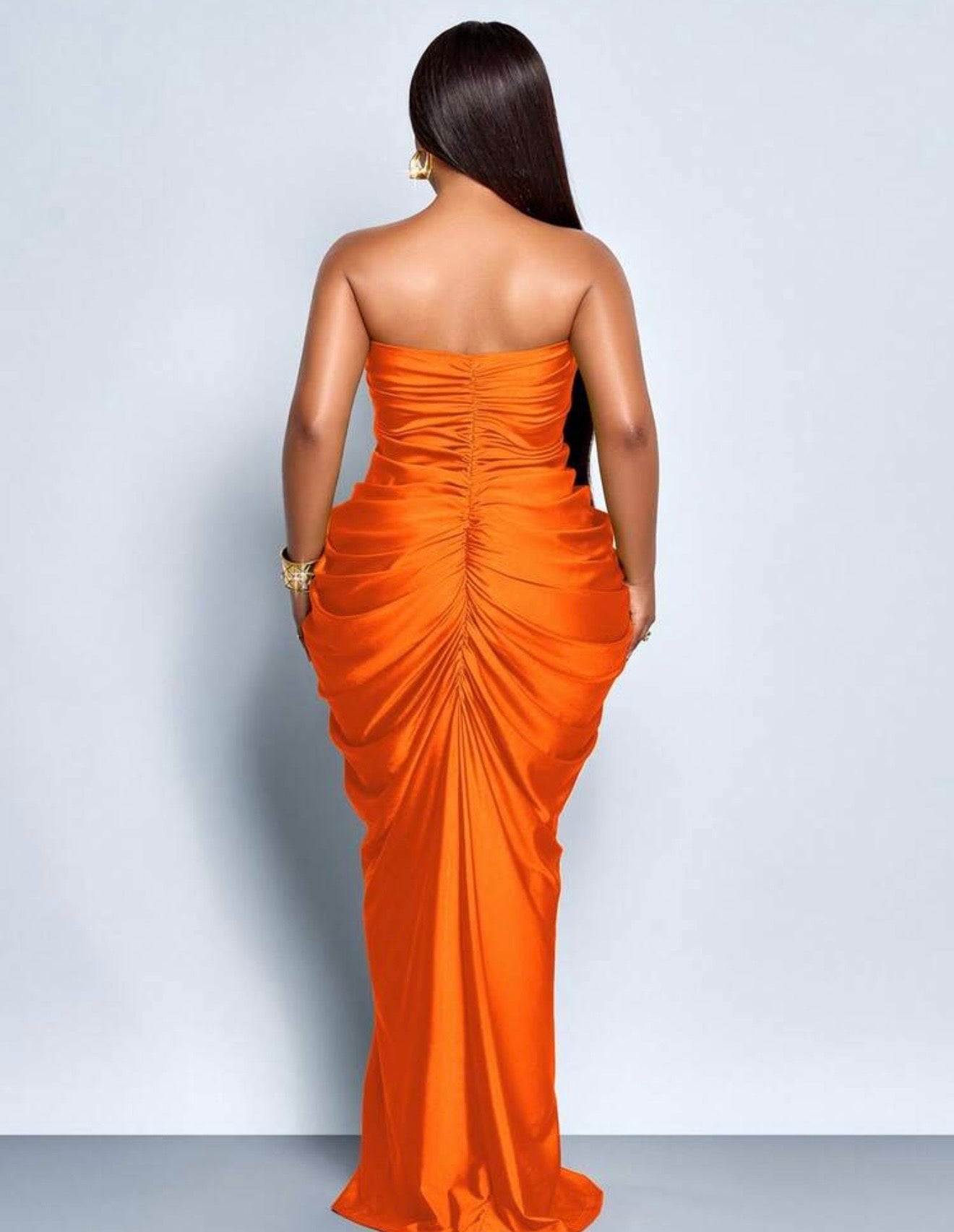Ruched Strapless Bodycon Maxi Dress