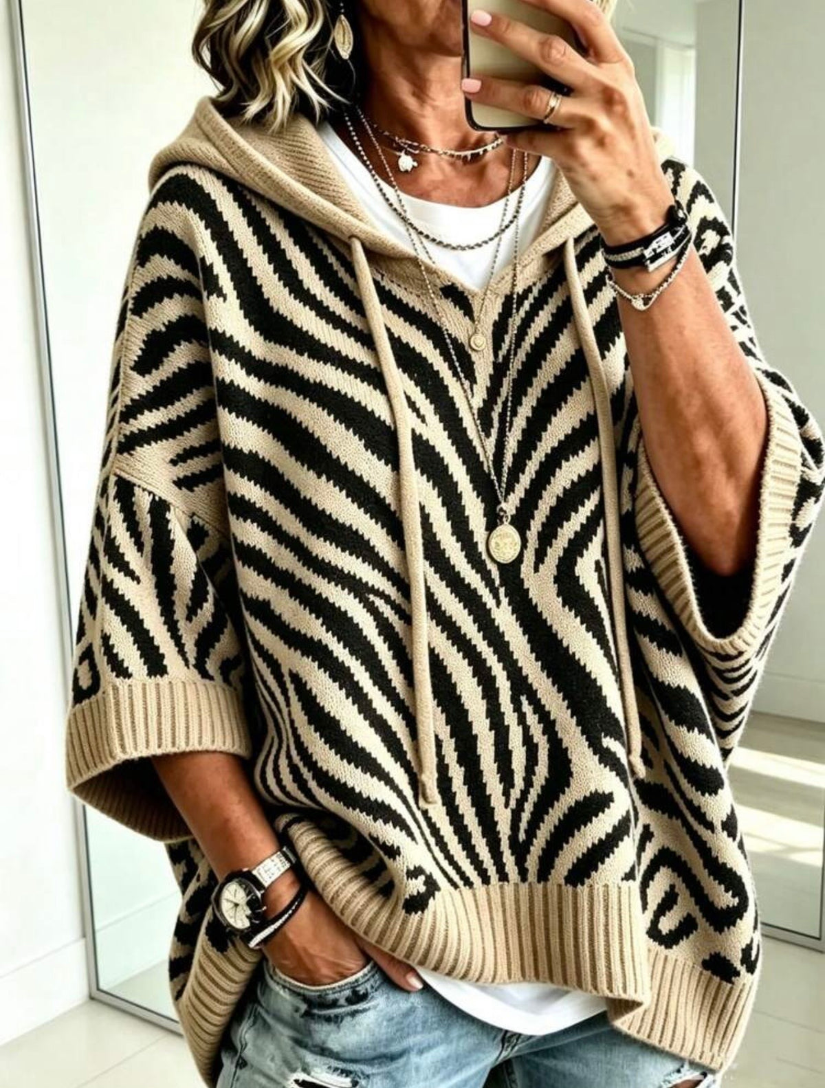 Plus Size Hooded Knit Sweater