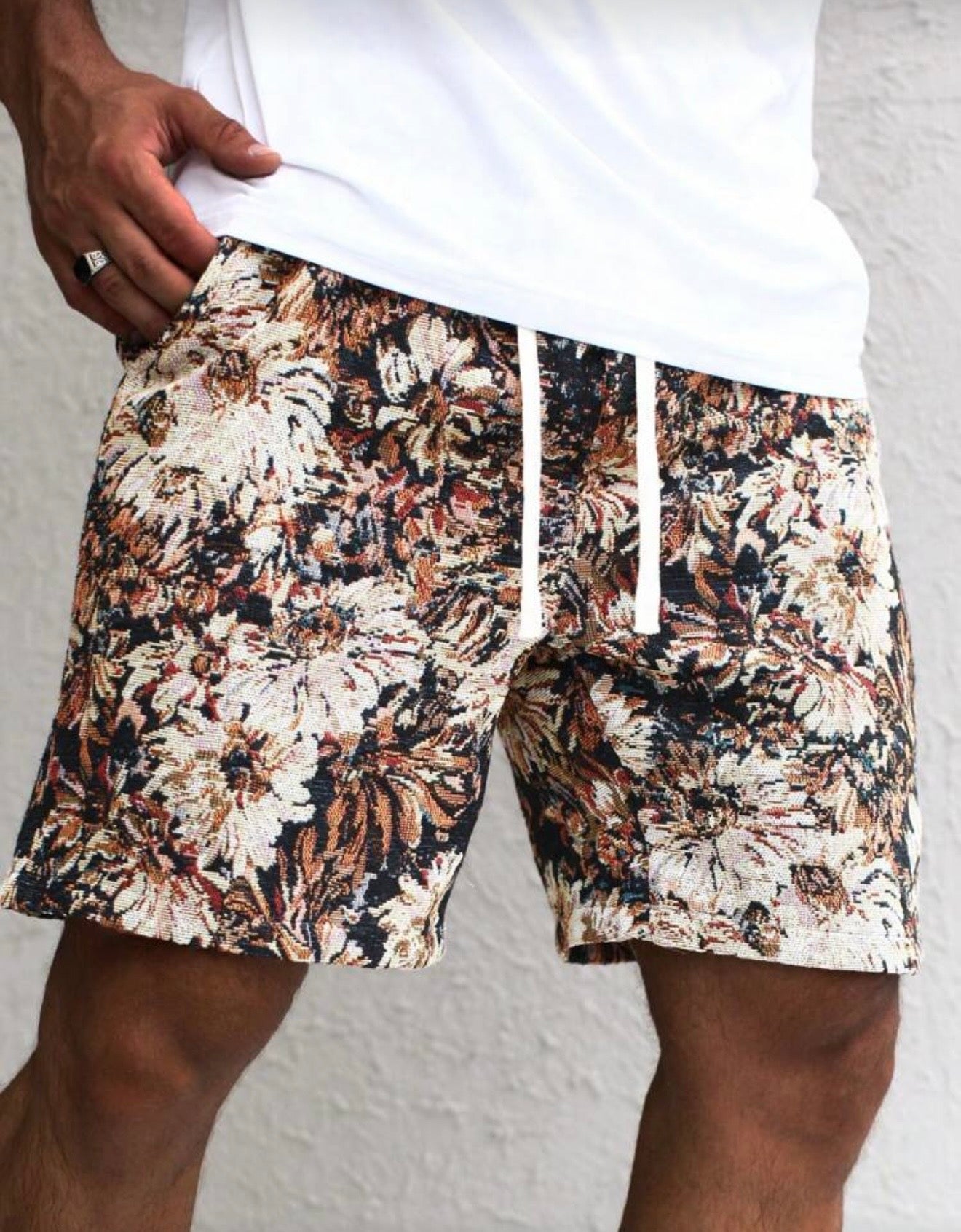 Floral & Paisley Jacquard Textured Shorts