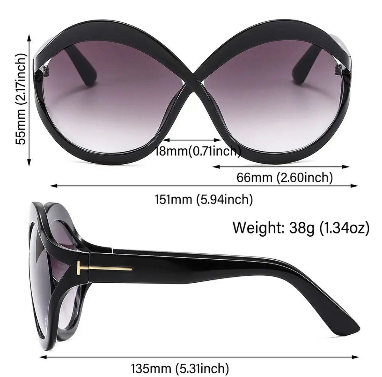 New Fashion Oversized Shades Cat Eye Sunglasses Gradient Sun Glasses