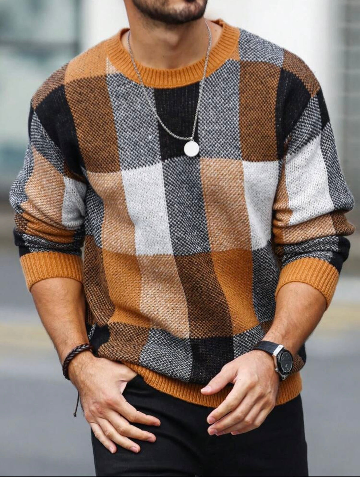 Multi Color Block Knit Sweater