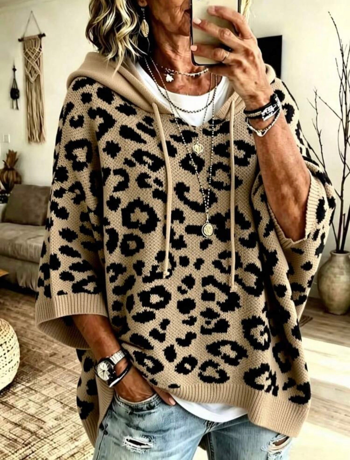 Plus Size Hooded Knit Sweater
