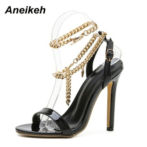 Aneikeh Sexy Pu Shallow High Heel Sandals Women Summer 2022 New