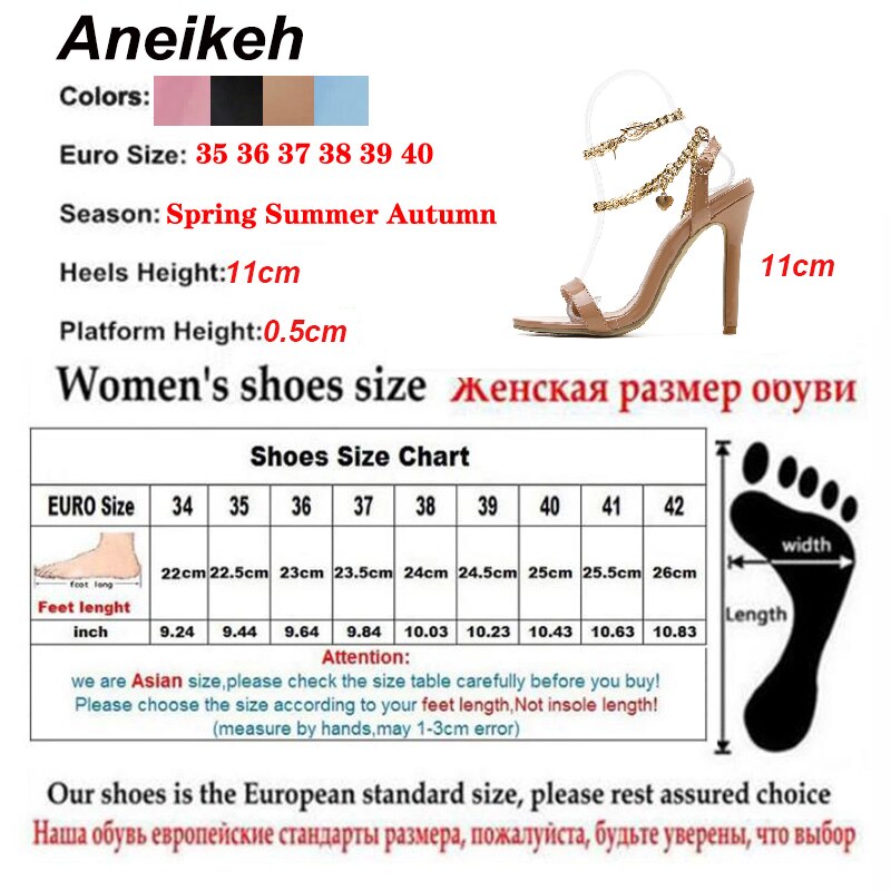 Aneikeh Sexy Pu Shallow High Heel Sandals Women Summer 2022 New