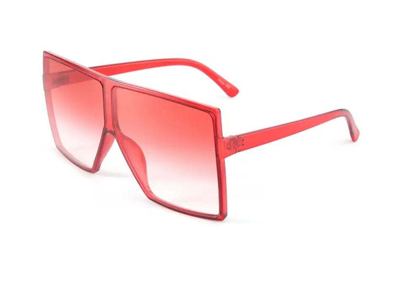 Fashion Big Pink Red Square Oversized Sunglasses Mirror Gradient Designer Vintage