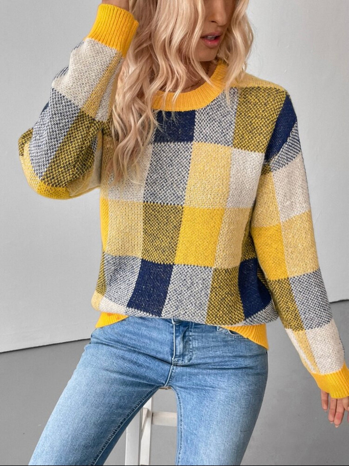 Multi Color Block Knit Sweater