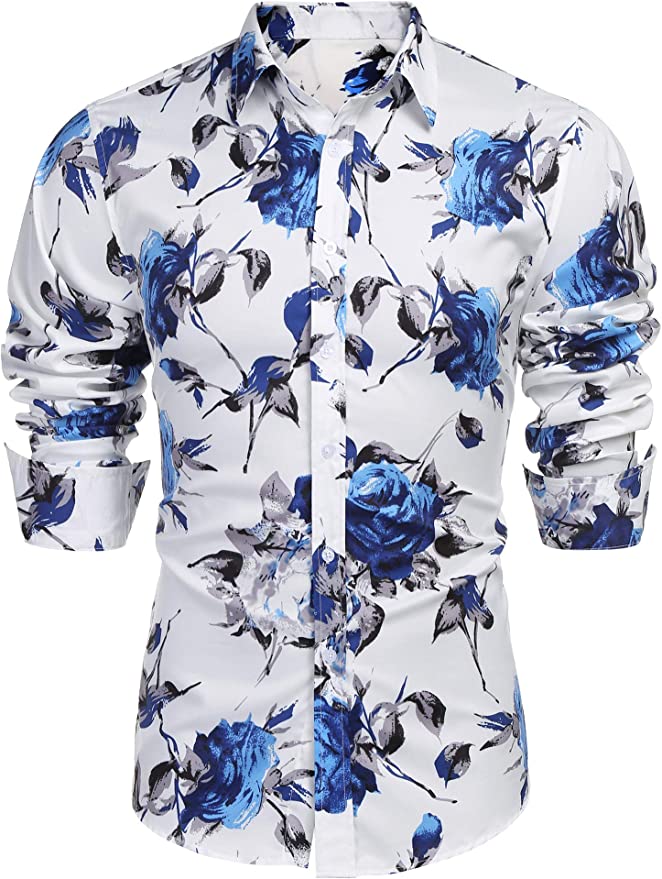 Blue Rose Long Sleeve Dress Shirt