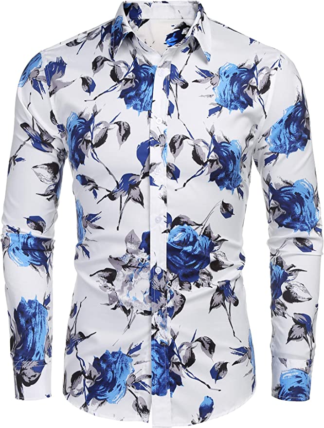 Blue Rose Long Sleeve Dress Shirt