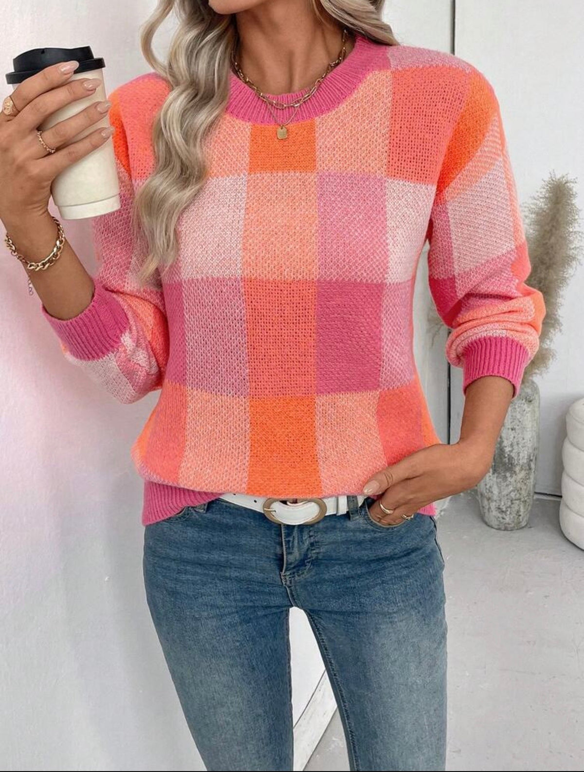 Multi Color Block Knit Sweater