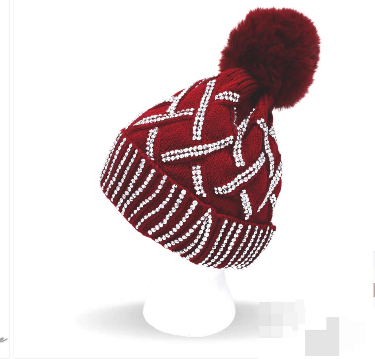 Pom Pom Rhinestone Cap