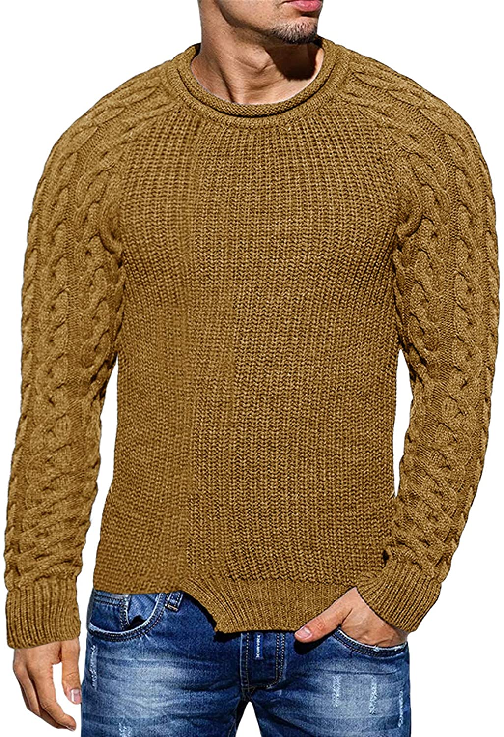 Pullover Ribbed Knit Color Block Sweater