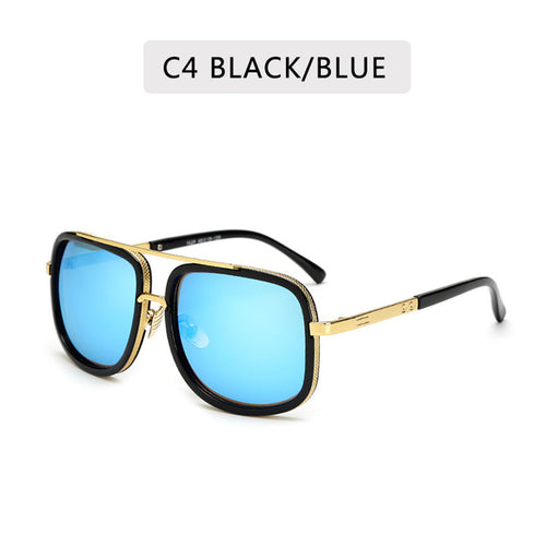 New Fashion Big Frame Sunglasses Men Square  Metal Sun Glasses Women
