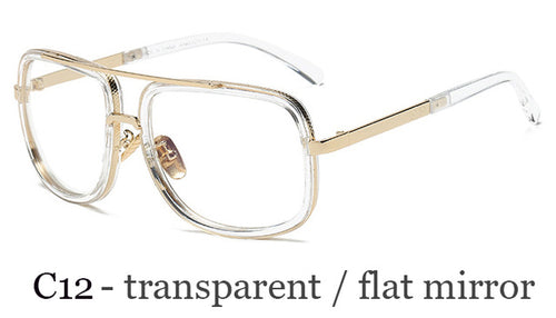 New Fashion Big Frame Sunglasses Men Square  Metal Sun Glasses Women