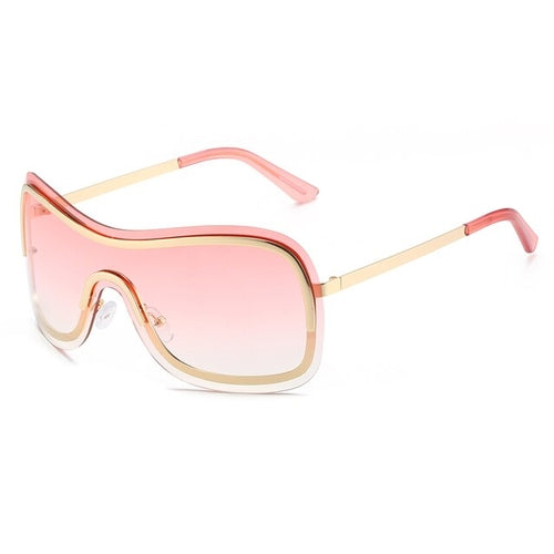 New Fashion One Piece Sunglasses Women 2023 Luxury Brand Metal Frame