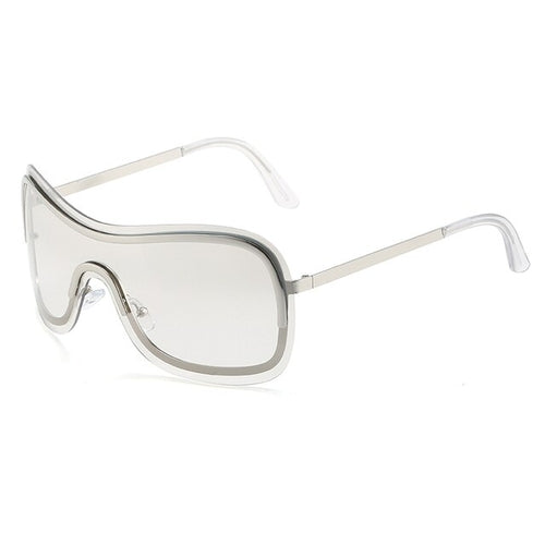 New Fashion One Piece Sunglasses Women 2023 Luxury Brand Metal Frame