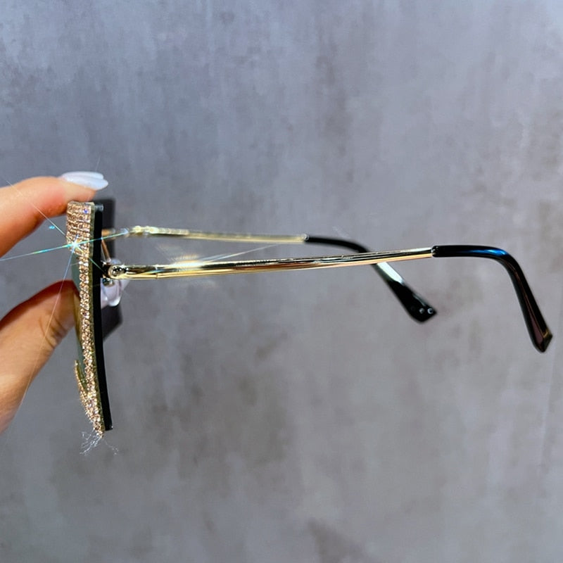 New Metal Frame Rimless Sunglasses Women 2023 Fashion Vintage Brand