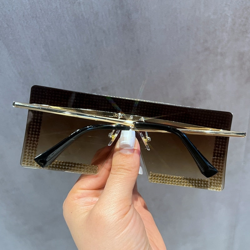 New Metal Frame Rimless Sunglasses Women 2023 Fashion Vintage Brand