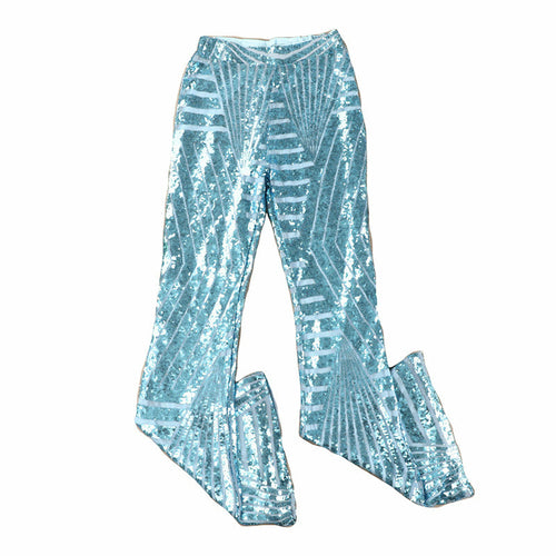 Sparkling High Waist Flared Pants Slimming Wide Leg  Trousers