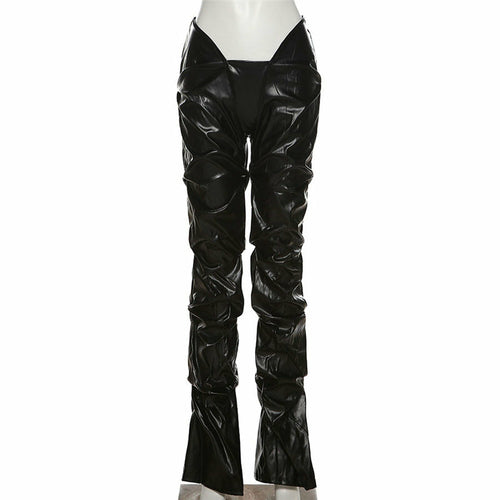 PU Faux Leather Street Style Straight Leg Pants