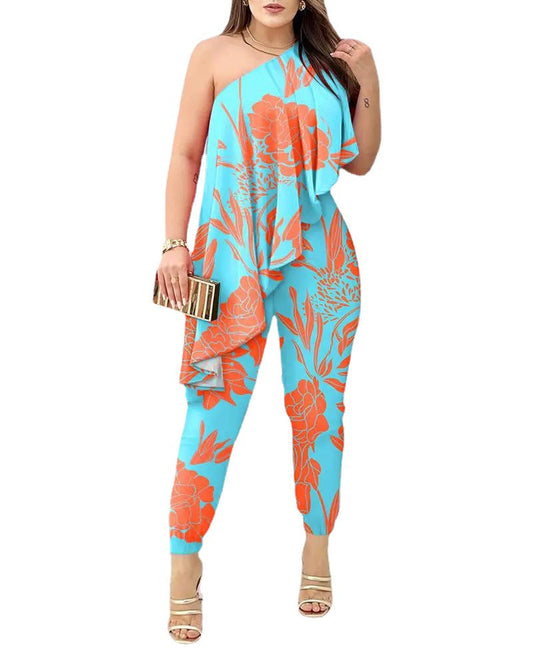  Jumpsuit with Off-Shoulder and Waistline