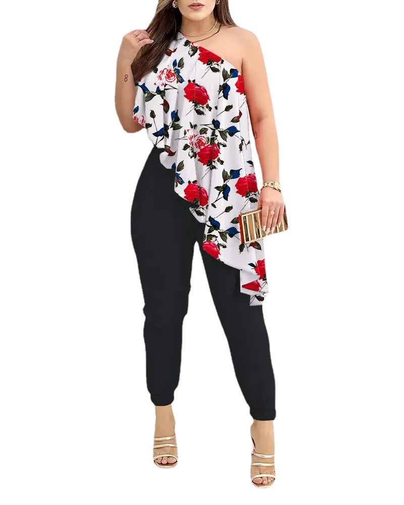  Jumpsuit with Off-Shoulder and Waistline