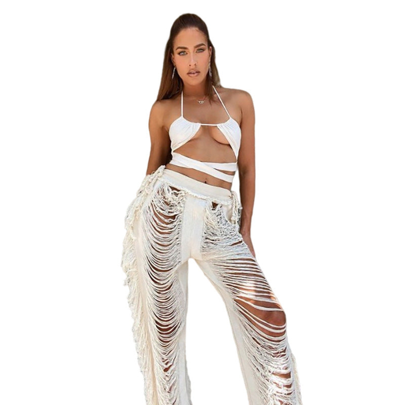 Fringe Frayed Women Tassel Pants