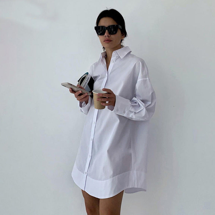 Women's Loose Fit Long Sleeve White Shirt