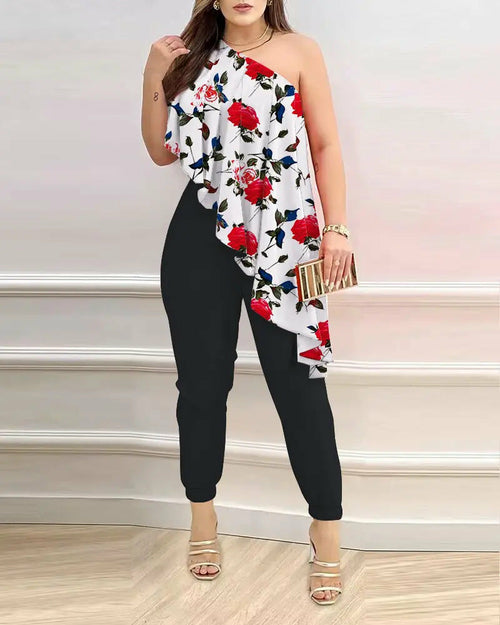  Jumpsuit with Off-Shoulder and Waistline