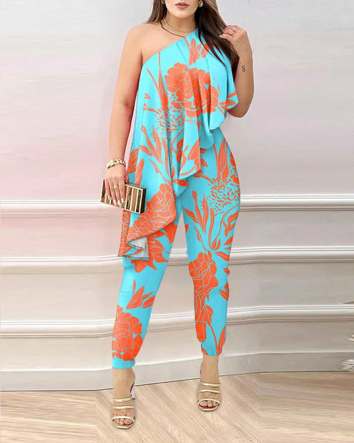  Jumpsuit with Off-Shoulder and Waistline