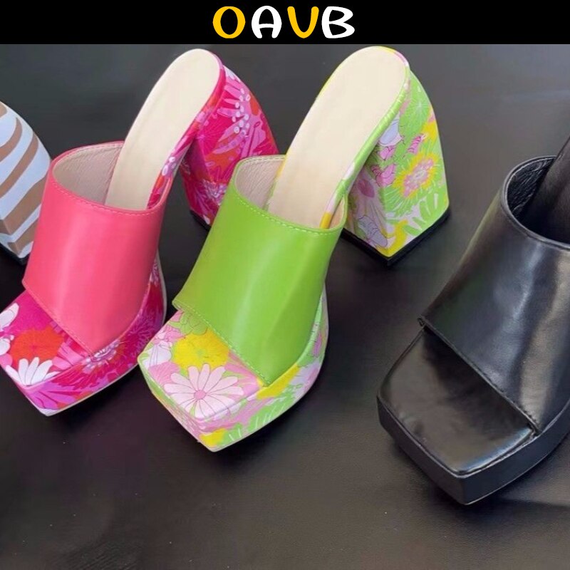 Oavb New Women Shoes Peep Toe Sandals For Women Square Head Ladies