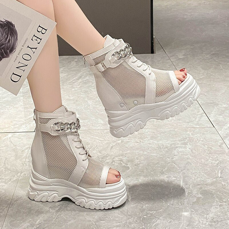 Platform Sandals Women 2023 Summer Breathable Mesh Sneakers Wedges