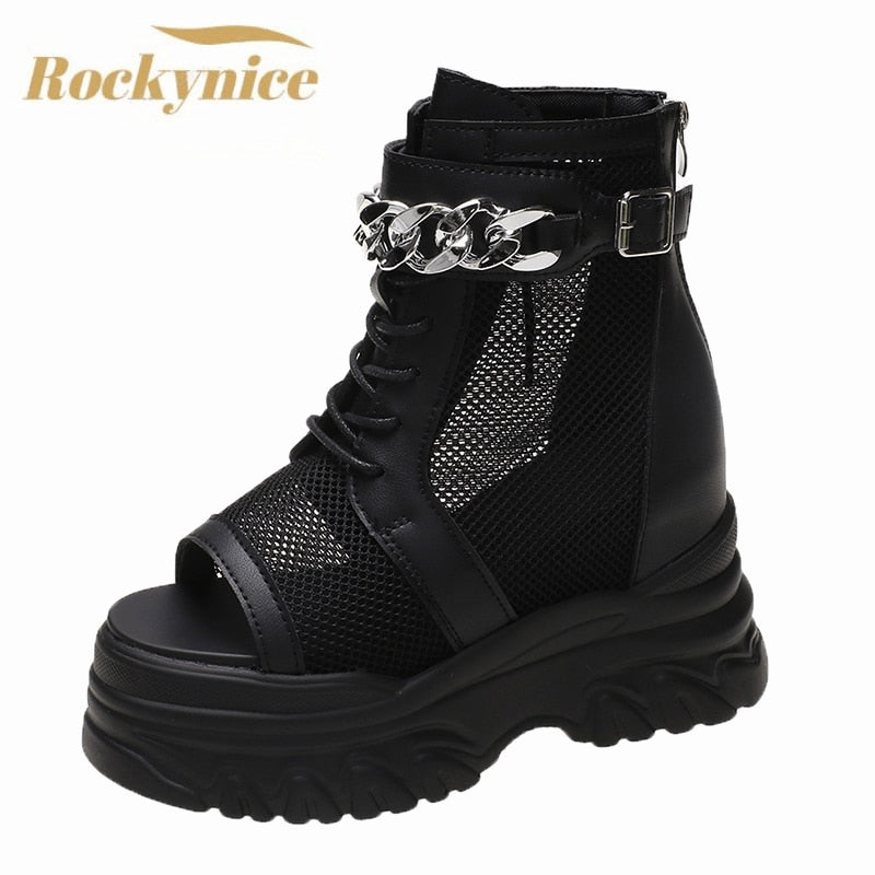 Platform Sandals Women 2023 Summer Breathable Mesh Sneakers Wedges